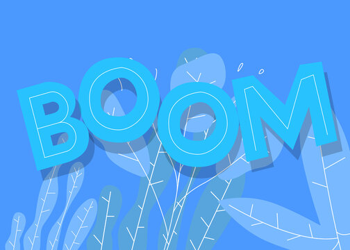 Boom. Word written with Children's font in cartoon style.