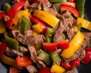 Cooked bell peppers with meat, healthy vegetable dish