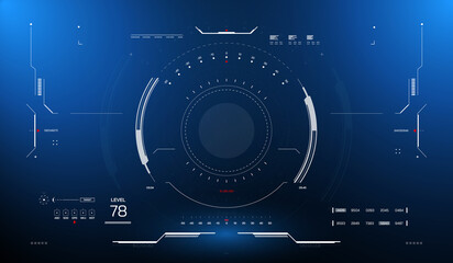 Aufkleber - HUD Futuristic Drone, Space ship, Radar Interface Screen Design Element. UI Technology Monitoring Virtual Reality View Display Object Vector.