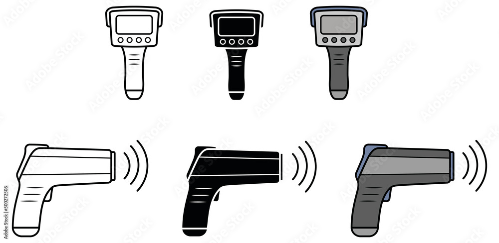 Speeding Radar Gun Blank Template Clipart Set - Outline, Silhouette and ...