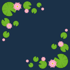 Wall Mural - Lily pad and Lotus vector. wallpaper. free space for text. background. poster. lotus flower.