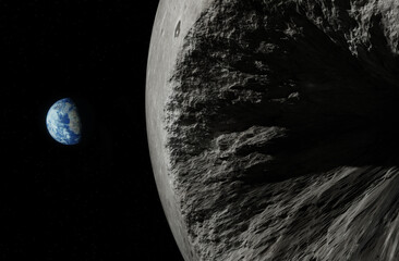 Wall Mural - moon collapse, surface shrink and crack