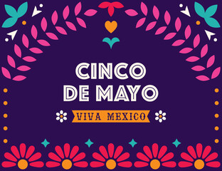 festive banner for cinco de mayo - federal holiday in mexico. vector design with decorative folk art