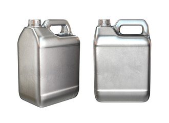 A set of silver plastic cans on a white background, 3d render