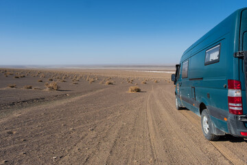 Wall Mural - Silk Road landscapes. Overland travel by campervan is an excellent experience to enjoy with the family. Images of Dasht-e Kavir desert Iran