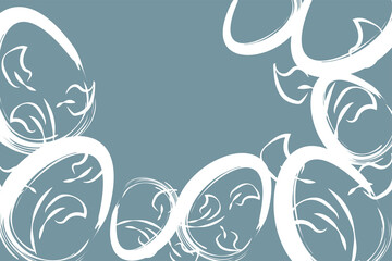 Vector. Easter design with hand drawn brush strokes, pastel eggs. Modern minimalist style. Horizontal poster, postcard, website page, banner, brochure, postcard with copy space for text.