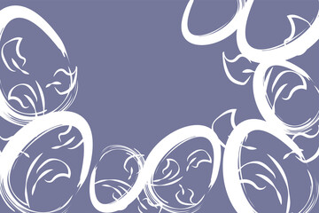 Vector. Easter design with hand drawn brush strokes, pastel eggs. Modern minimalist style. Horizontal poster, postcard, website page, banner, brochure, postcard with copy space for text.