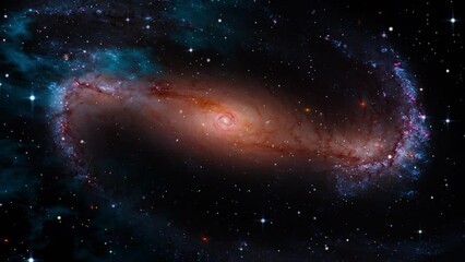 Wall Mural - Space flight slowly moving through universe among planets galaxies stars and nebulae