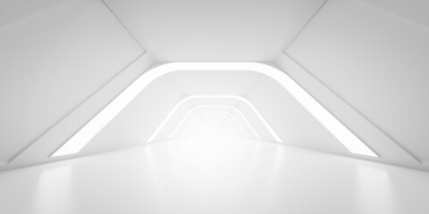 Poster - Light Corridor modern background. Futuristic Sci-Fi Tunnel. 3D Rendering