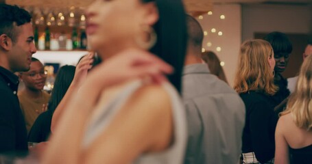 Poster - Confidence gets you noticed in a good way. 4k video footage of a group of young people having drinks and socialising at a party.