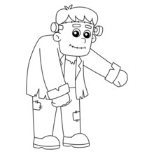 Frankenstein Halloween Coloring Page Isolated