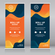Modern and colorful fluid style abstract roll up banner template. Also suitable for standee or x-banner, flag banner, vertical signboard, vertical billboard, brochure or flyer