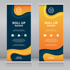 modern and colorful fluid style abstract roll up banner template. also suitable for standee or x-ban