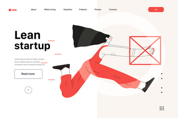 Wall Mural - Startup illustration, website landing template Flat line vector modern concept illustration, startup metaphor. Concept of building new business, strategy, company processes. Lean startup