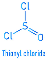 Canvas Print - Thionyl chloride or SOCl2 chemical reagent molecule. Skeletal chemical formula.