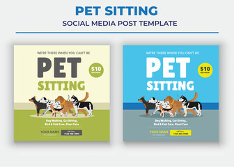 Pet Care Social Media Post Template, Pet Sitting Social Media Post Template, Pet Walkers poster
