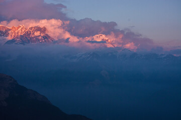 Wall Mural - sunset in the mountains, Nepal, Himalaya