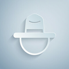 Poster - Paper cut Canadian ranger hat uniform icon isolated on grey background. Paper art style. Vector