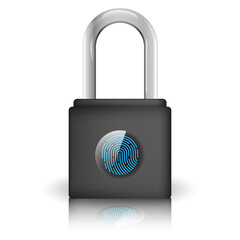 Wall Mural - black stainless steel padlock with fingerprint unlock method