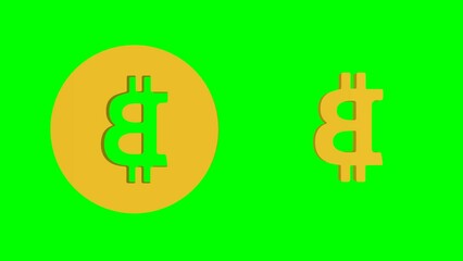 Poster - Rotating 3D bitcoin icons on chroma key. BTC. Seamless looping rendering animation.
