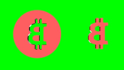 Poster - Rotating 3D bitcoin icons on chroma key. BTC. Seamless looping rendering animation.