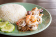 fried shrimps and squid with garlic and pepper