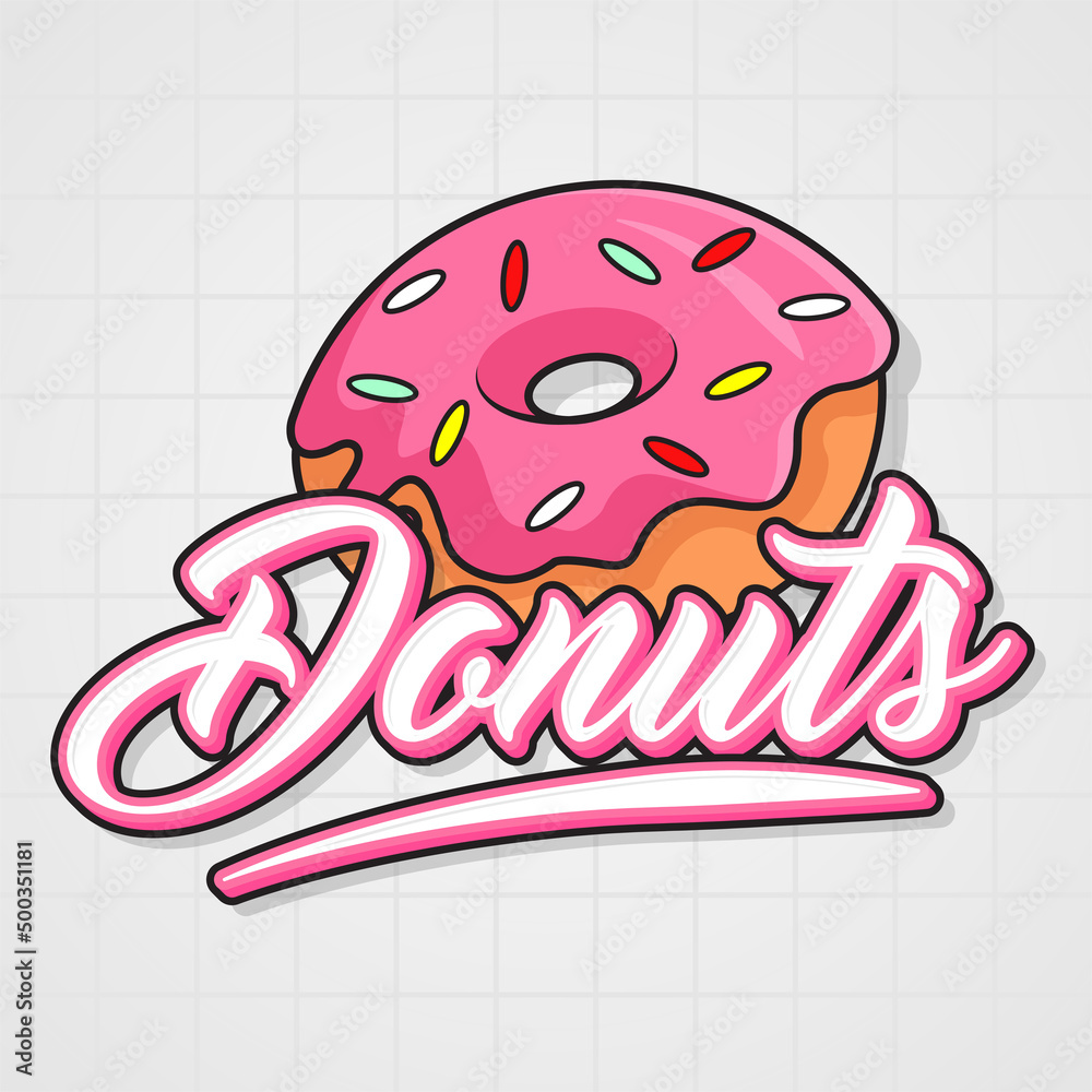 donuts sweet food logo glazed delicious cartoon style illustration ...