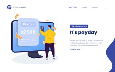 Wall Mural - A man check balance for payday illustration concept