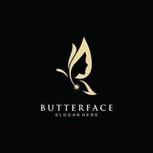 Butterfly Face Natural Logo Design Vector
