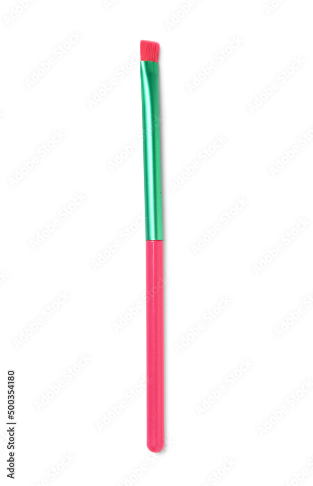 Colorful makeup brush on white background