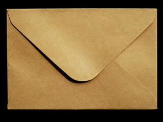 Wall Mural - brown old envelope isolated on black background