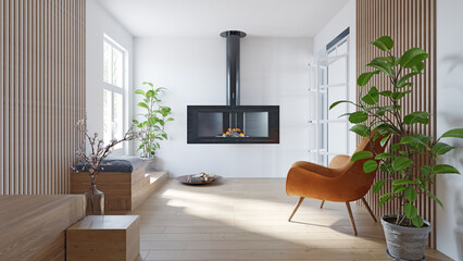 modern fireplace interior