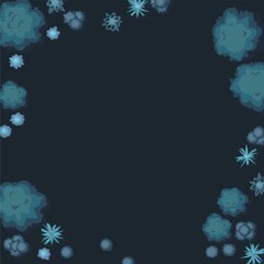 Wall Mural - night plant landscape top view. wild forest trees and bushes. dark twilight frame garden. illustrati