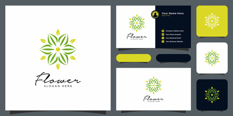 Wall Mural - Flower nature luxury logo with business card