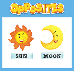 Poster - Opposite English words with sun and moon