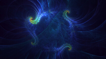 Poster - 3D rendering abstract multicolor technology fractal light background