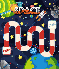 Wall Mural - Game template with space theme background