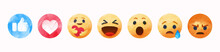 Set Of Watercolor Emoji Facebook Icon