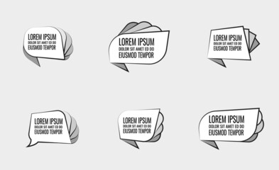 Poster - Set of speech bubbles for quotes with stroke and line.