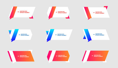 Poster - Vector template of white bubble shapes for quotes with colorful design elements.