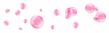 Pink Transparent Bubble Gum Vector On White Background. Fizzing Air Or Water Pink Bubbles.