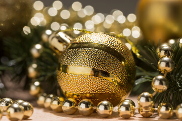 Wall Mural - Golden christmas ball