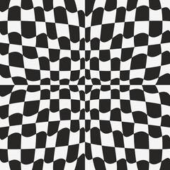 Poster - Black and white wavy shapes. Chess simple shapes are slightly wavy, and concave inward in the center