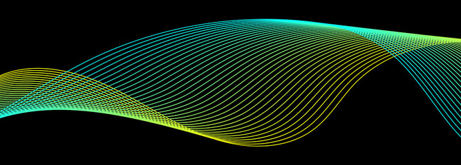 Aufkleber - Abstract background of lines. Blue and yellow lines. Digital technology cyber background. Vector illustration.