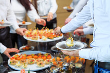 Food Buffet Catering Dining Eating Party Sharing Concept. People Group Catering Buffet Food