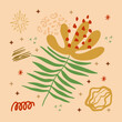 © Natali Gaikova - Boho-style vector banner, hand-drawn doodles of plants. Corporate report cover abstract geometric illustration design layout bundle