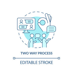 Poster - Two way process turquoise concept icon. Communication aspect abstract idea thin line illustration. Listen to each other. Isolated outline drawing. Editable stroke. Arial, Myriad Pro-Bold fonts used
