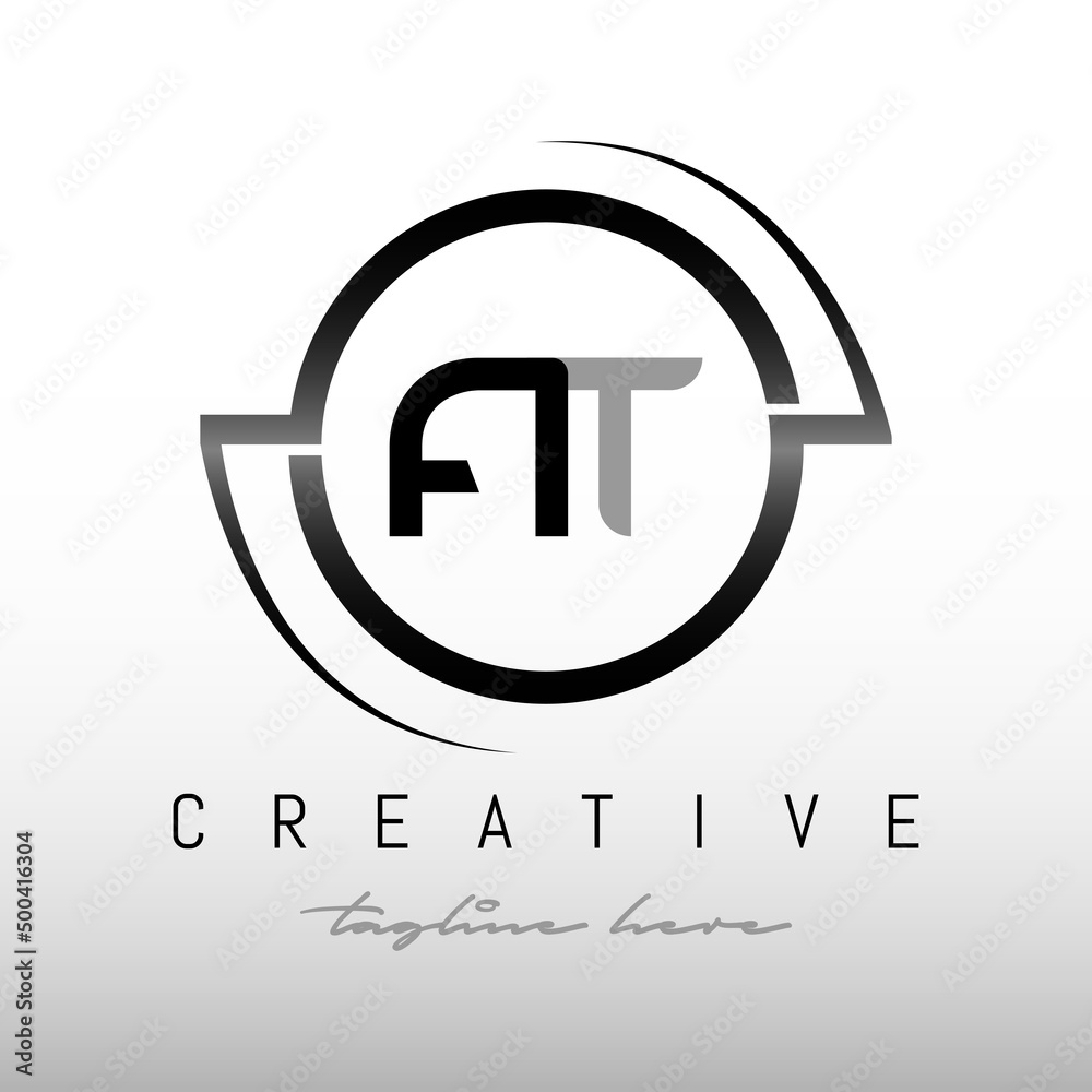 Initial Letter AT Logo With Creative Modern Business Typography Vector ...