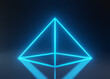 © Andrii - Blue Pyramid consisting of luminous lines on a black background. 3D Render 3D Illustration