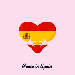 Wall Mural - Peace in Spain heart hug. Spain heart with hugging arms vector illustration